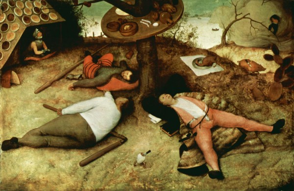 The Land of Cockaigne painted by the Dutch Renaissance painter Pieter Breughel the Elder in 1567. It is an illustration of the medieval mythical land of plenty called Cockaigne. Breughel was the most ...