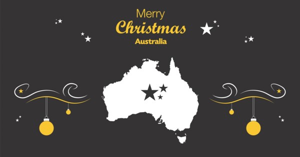 Merry Christmas Map Australia black