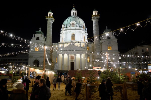 Christmas Market At Karlsplatz In Vienna