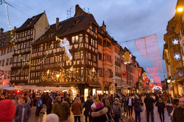 2018 Christmas market in Strasbourg, the capital de Noel in Alsace area, France