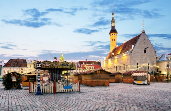 Christmas in Tallinn. Town Hall Square, Estonia.