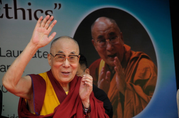 Tibetan spiritual leader the Dalai Lama arrives to deliver a lecture on Universal Ethics at India International Centre in New Delhi on Thursday Novemb