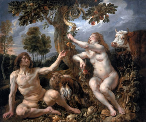 Adam and Eve by Jacob Jordaens (1593-1678), oil on canvas, c. 1630