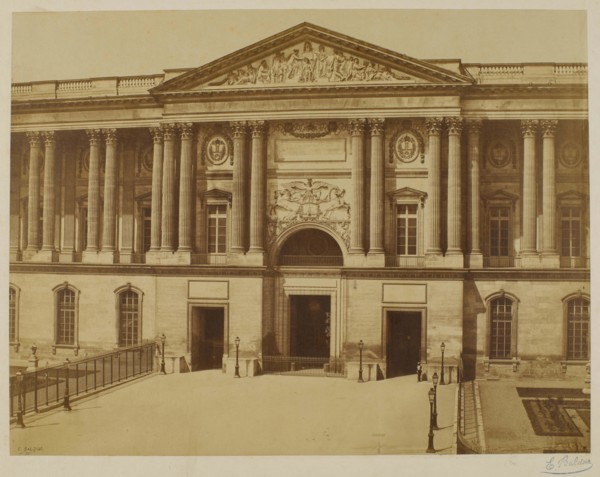 Façade of the Perrault colonnade at the Louvre, 1st arrondissement, Paris, Baldus, Edouard, Photographer, Array, Photography, salted paper print, Paris, Dimensions - Work: Height: 33.2 cm, Width: 43.5...