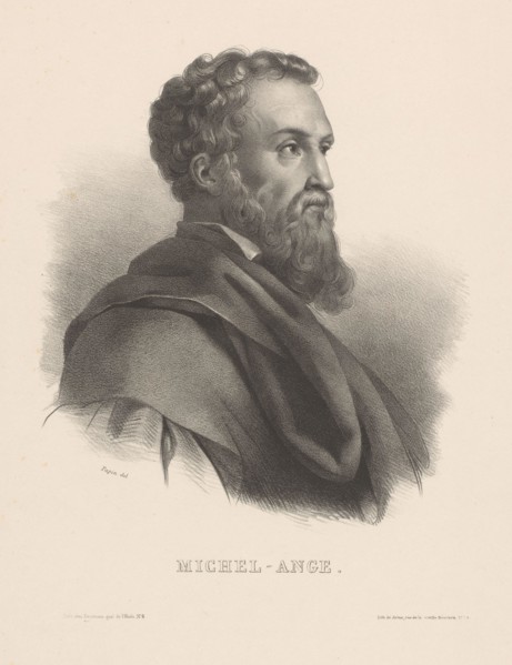 Portrait of Michelangelo, Michel-Ange (title on object), print maker: Jean Adolphe Papin, printer: Alexandre Louis Artus, publisher: Décrouan, Paris, 1837 - 1857, paper, height 541 mm × width 362 mm, ...