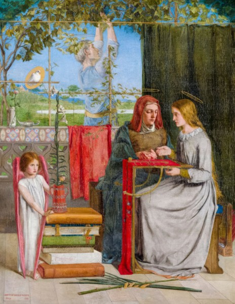 Dante Gabriel Rossetti, The Girlhood of Mary Virgin, painting in oil on canvas, 1848-1849