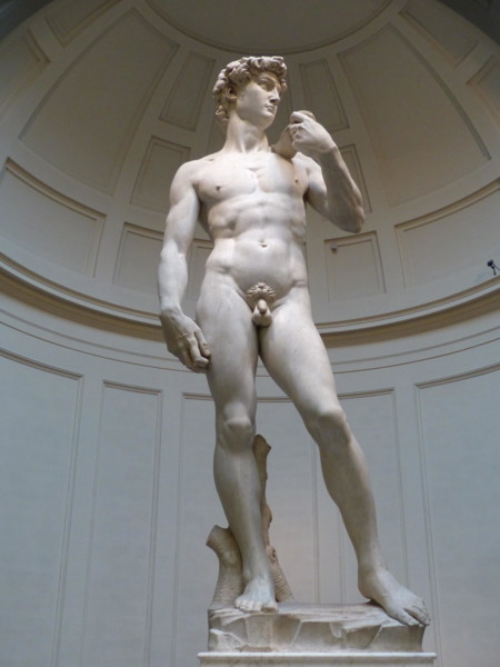Statue of David by Michelangelo Buonarroti carved from one piece of marble rock
