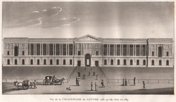 PARIS: Colonnade du Louvre telle qu'elle étoit en 1789. Aquatint, print 1808