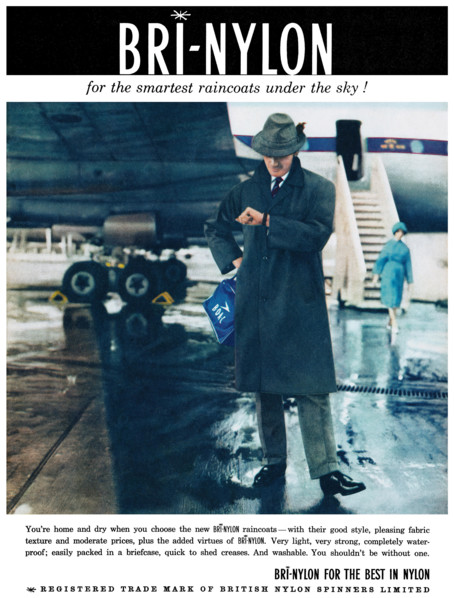 1960 British advertisement for Bri-Nylon raincoats.