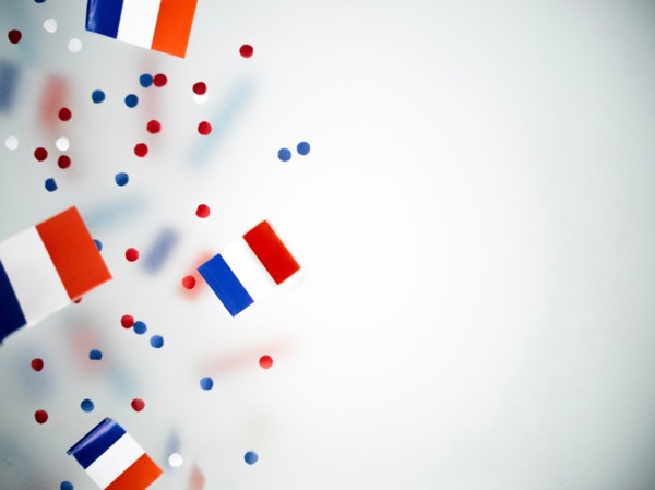 national holiday of July 14 is a happy Independence Day of France, Bastille Day, the concept of patriotism, memory,  confetti and flags