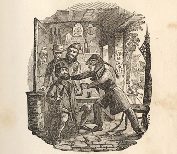 1859 illustration of Vidocq arresting a robber after tracking him down