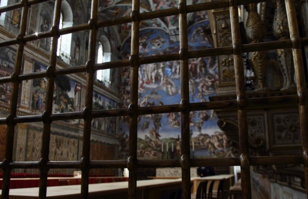 March 9, 2013 - Vatican City State (Holy See) - Preparation for the Conclave in the Sistine Chapel. (Credit Image: © Evandro Inetti/ZUMAPRESS.com)