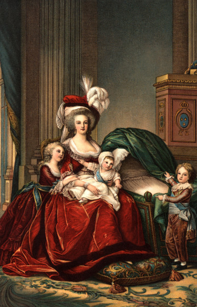 1787 PORTRAIT OF MARIE ANTOINETTE LOOKING AT CAMERA QUEEN OF FRANCE WITH HER CHILDREN BY PAINTER VIGEE-LEBRUN