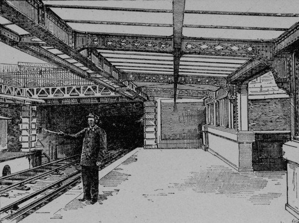 La Bastille subway station, Paris, Picture from the French weekly newspaper l'Illustration, 14th  July 1900