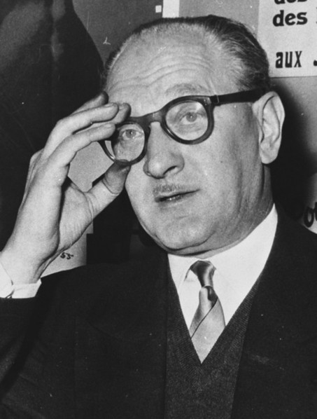 French Prime Minister Guy Mollet in 1958.;