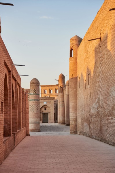 typical buildings in the alleys of the old town Itchan-Kala, Khiva, Uzbekistan, Central Asia