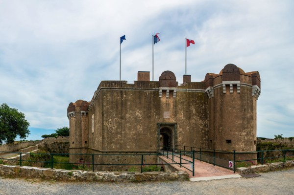 Saint-Tropez, France - June 11, 2019 : Tourists visiting the Citadel in St Tropez, an amazing piece of architecture and offers great views of the town