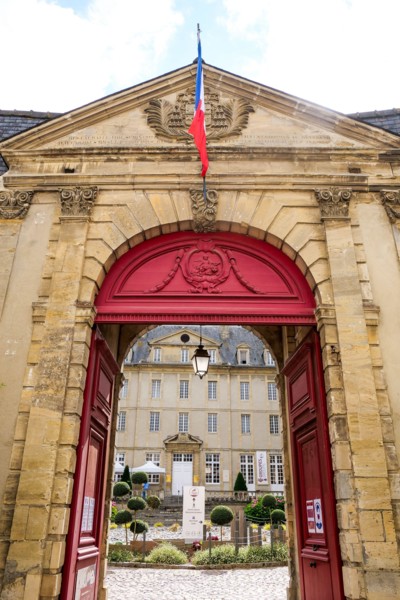 Museum of the Bayeux Tapestry, main gate, eBayeux, Calvados, Normandy Region, Northwestern France