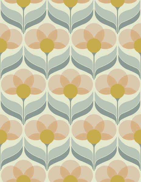 Vector illustration of seamless flower wallpaper in sixties style
