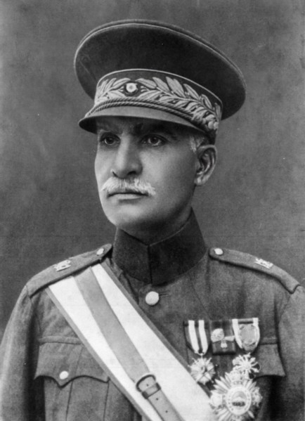 Portrait photograph of Reza Shah, emperor of Iran in the early 30's, in uniform.  c. 1931.