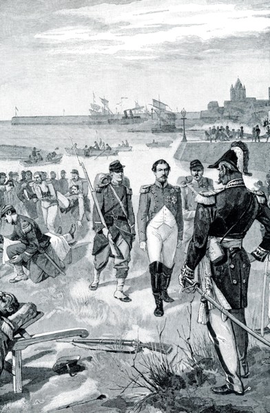 ARREST OF LOUIS NAPOLEON AT BOULOGNE.—The early 1900s caption reads: “Louis Napoleon, nephew of the great Napoleon and afterward Emperor himself as Napoleon III., made several attempts to master Franc...