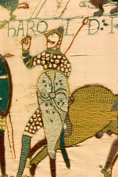 France Normandy, Bayeux, Tapestry panel 57, "Harold slain"