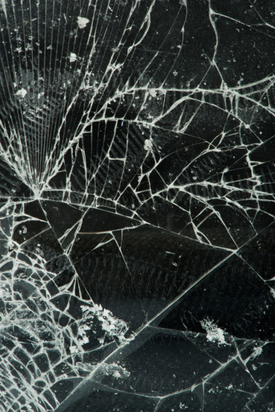 Broken glass. Close up studio shot