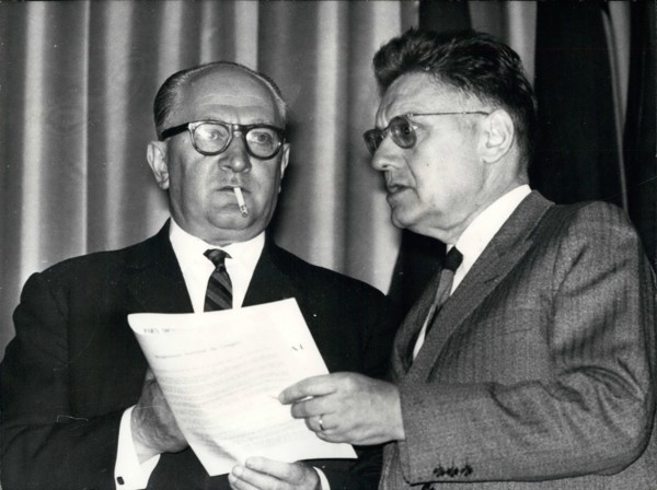 1967 - 55th Congress of the Socialist Party - The 55th Congress of the SFIO Socialist party, has opened Yesterdat at Clichy, near Paris, OPS: Mr Guy Mollet, General Secretary of the SFIO Pictured with...
