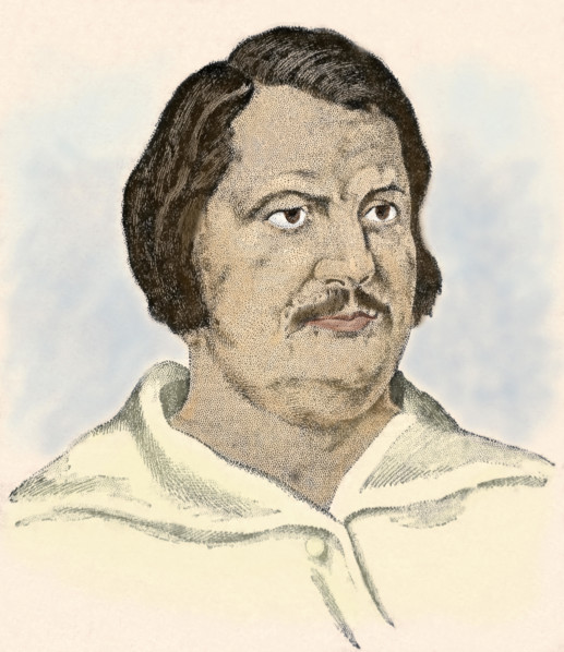 Honore de Balzac. French writer and journalist. Critic and printer (1799-1850) 19th Century. Engraving. Later colouration