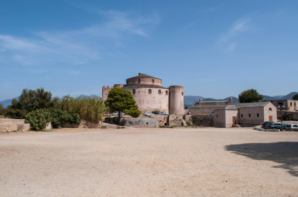 Corsica: the Citadel of Saint-Florent, popular summer vacation spot on the western coast known as the corse Saint-Tropez, built in 1439
