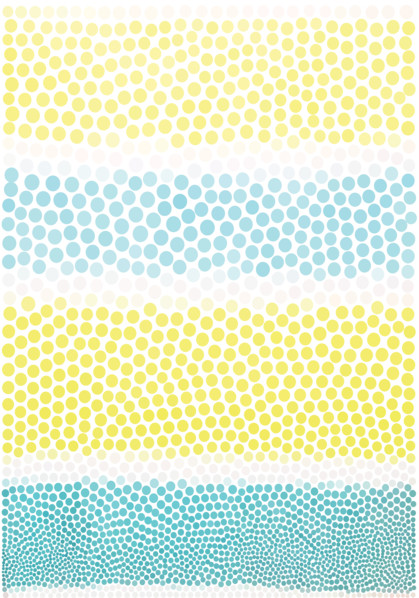 Turquoise blue and yellow doted stripes, vector illustration