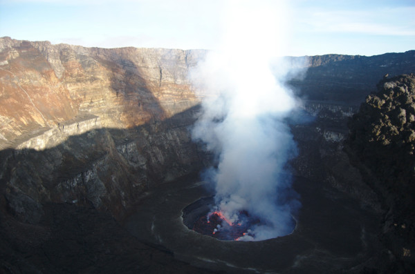 View of Mount Nyiragongo lava lake