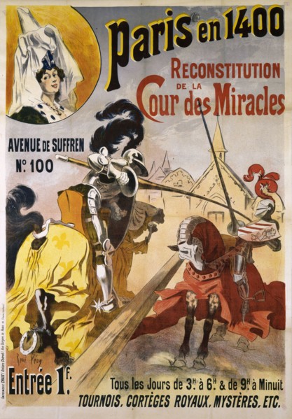 UNIVERSAL EXHIBITION 1900 PARIS IN 1400, RECOVERY OF THE COURT OF MIRACLES René Péan (1875-1940). "Exposition de 1900 : Paris en 1400, reconstitution de la cour des miracles". Paris, musée Carnavalet.