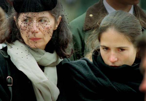 Francois Mitterrand Funeral in his home town of Jarnac in the Charente in south western France 11 January 1996 The mistress of Francois Mitterrand Anne Pingeot wearing black hat and their daughter Maz...