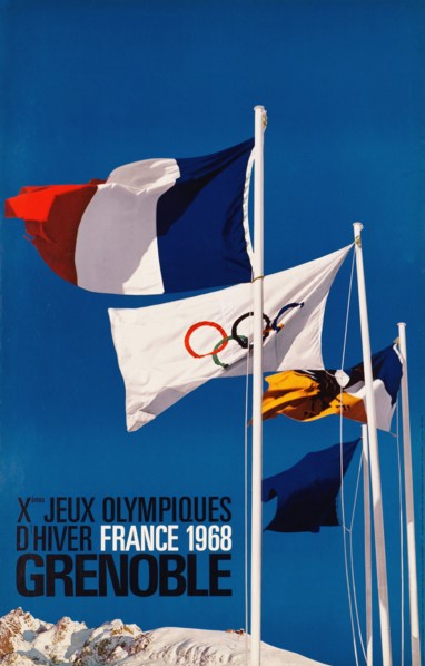 VINTAGE 1968 Winter Olympics POSTER Grenoble, Xème Jeux Olympiques d'hiver, France 1968 Perceval CONSTANTIN 1968
