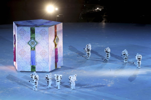 February 25, 2018 - Pyeongchang, GANGWON, SOUTH KOREA - Feb 25, 2018-Pyeongchang, South Korea-Entertainers perform during the Beijing segment during the Closing Ceremony of the PyeongChang 2018 Winter...