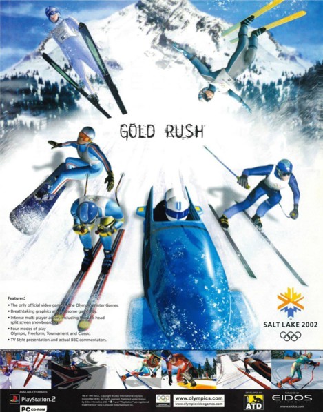 2002 Ad for Salt Lake 2002 official video game of the XIX Olympic Winter Games, hosted by Salt Lake City, Utah, United States