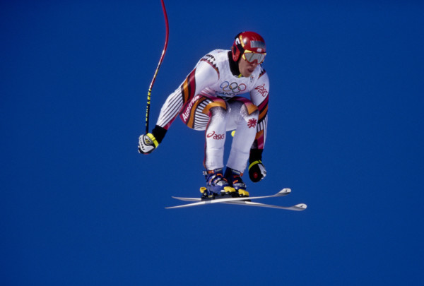 Herman Maier (ITA) gold medalist competing in the Super G at the 1998 Olympic Winter Games,Nagano, Japan