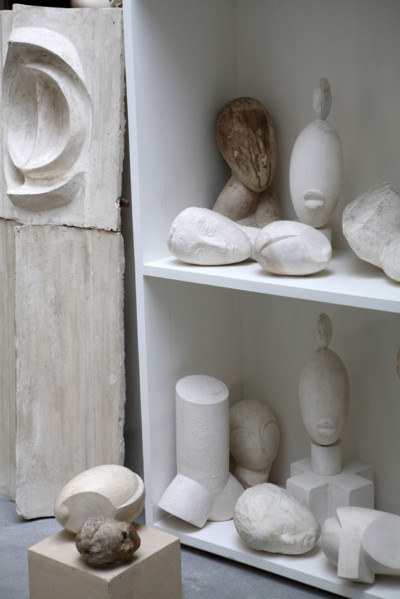 Interior view of Brancusi Studio Paris, recreated in Museum Gallery Renzo Piano Building, Paris, France