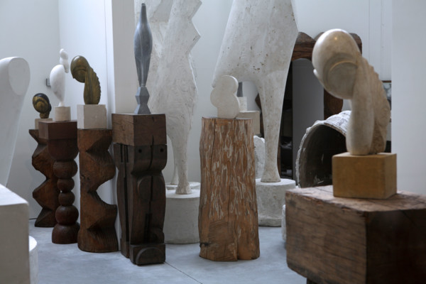Interior view of Brancusi Studio Paris, recreated in Museum Gallery Renzo Piano Building, Paris, France
