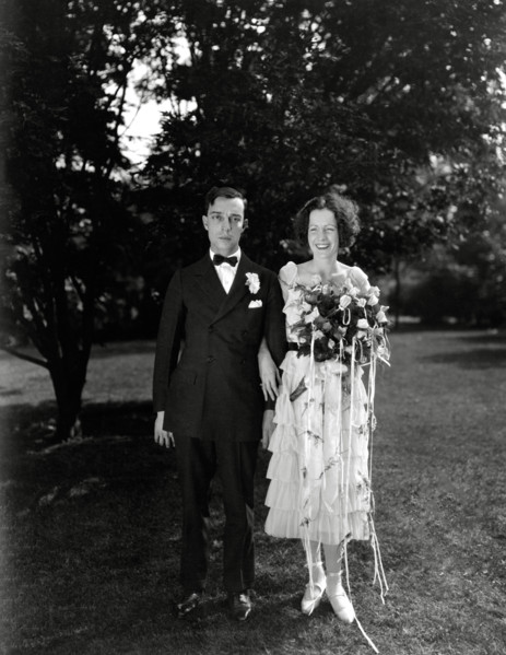 Buster Keaton and his bride Natalie Talmadge on their wedding day, 1921 File Reference # 32733 068THA