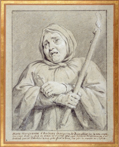 Mary Margaret of Aubrey Jean Restout (1692-1768). "Marie Marguerite d'Aubray, marquise de Brinvilliers, eut la tête coupée, son corps brûlé en Place de Grève le 16 juillet 1676". Dessin. Paris, musée ...
