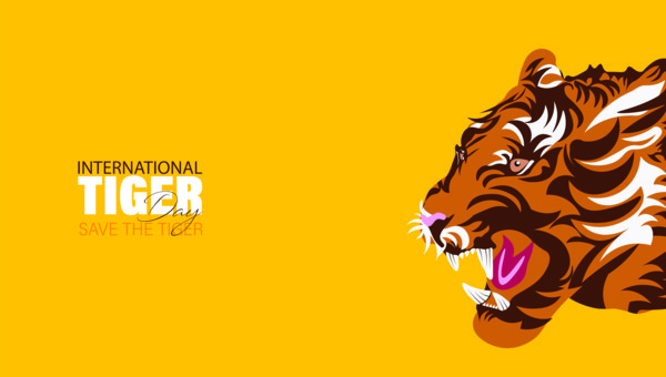 Vector Illustration of International Tiger Day 29th July, an annual celebration to raise awareness for tiger conservation.