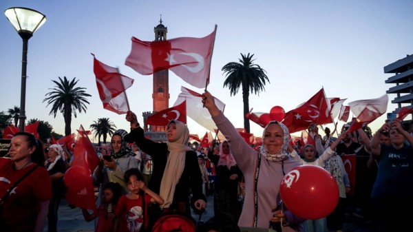 Turkey. 15th July, 2022. People with Turkish flags , some of them with President Erdogan and Ottoman flag attended July 15 Democracy and National Unity Day's events to mark July 15 defeated coup's ann...