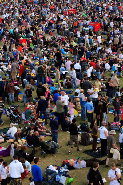 Aerial view of the crowds at the 2008 isle of Wight festival in Newport on the isle of Wight.