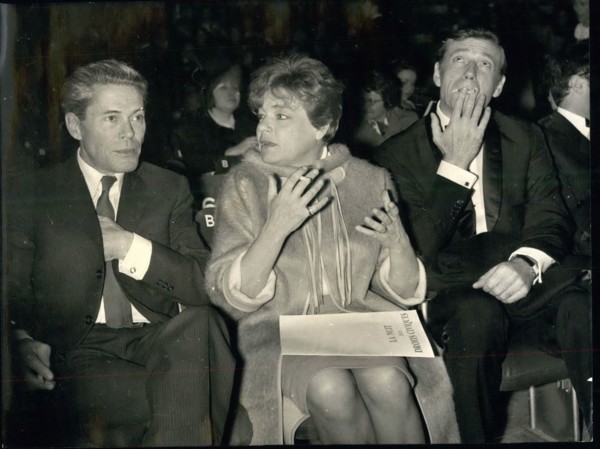 Mar. 03, 1966 - Civil Rights Rally - Paris, Palais Des Sports. Photo shows From Left To Right: Dr. Jacques Monod, Simone Signoret, The Famous Actress Yves Montand's Wife And Yves Montand Pictured Duri...