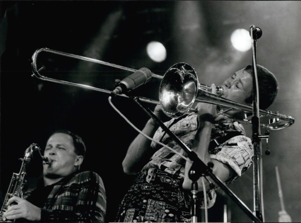 Jul. 07, 1985 - Montreux Jazz-Festival Last week-end was one of the highlights of the famous Jazz Festival of Montreux this year.Picture shows Ray Anderson, belonging to the Jazz-Funk group Slicka-pho...