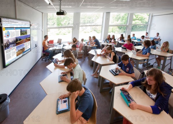 Students working with iPads. Arnhem, Netherlands
