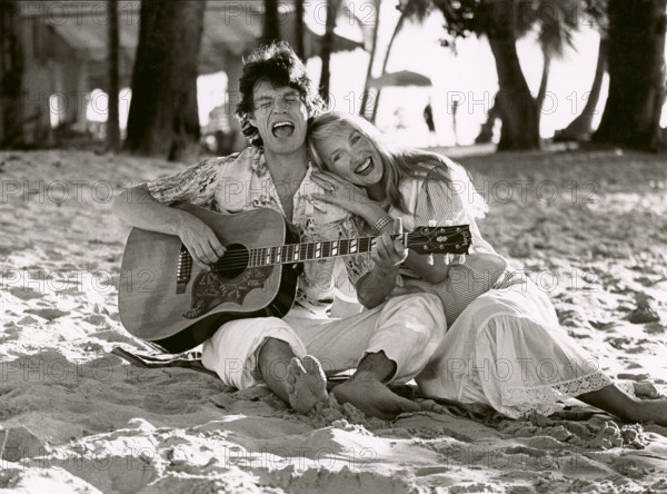 Mick Jagger and Jerry Hall in Barbados in December 1983 She is  pregnant with Elizabeth their first child