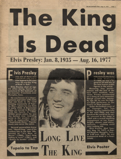 The Kind Is Dead newspaper headline front page